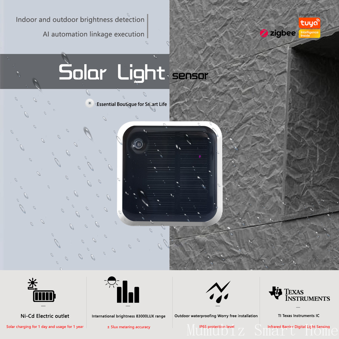 Outdoor Power Monitor - Sensor de luz solar Tuya Zigbee