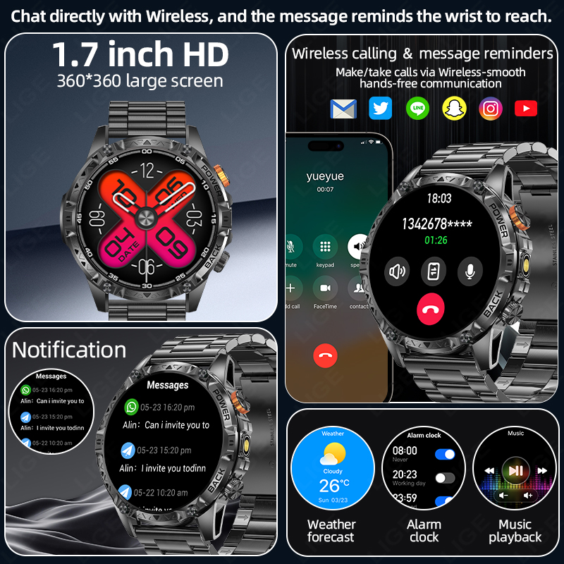 LIGE Novo T-Rex3 Smartwatch Ma - Outdoor Power Meter Box avaliação e preço