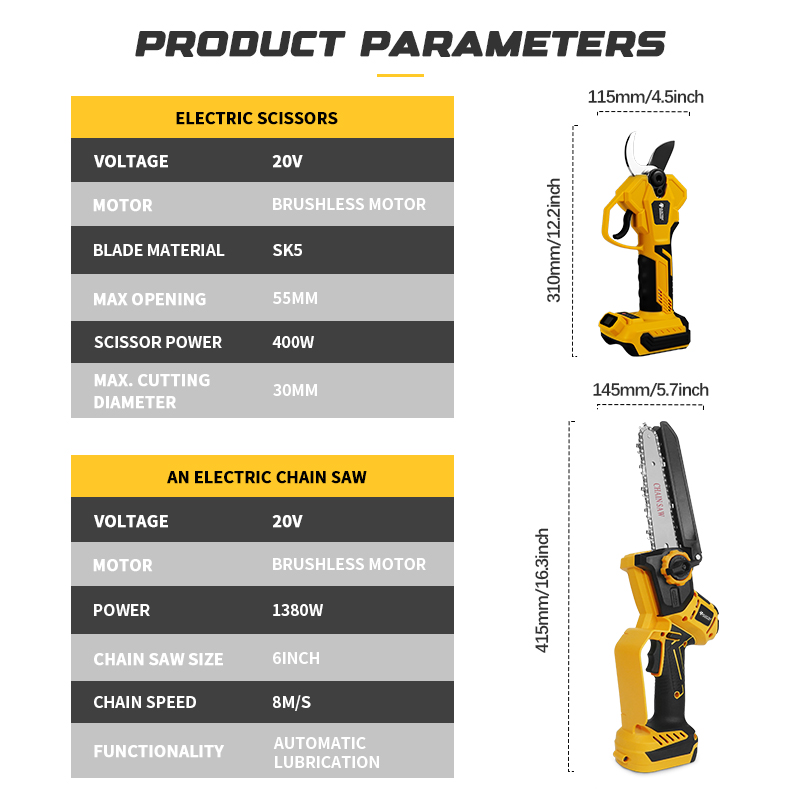 Sem escova 6 Polegada motosser - Electric Chainsaw Battery avaliação e preço